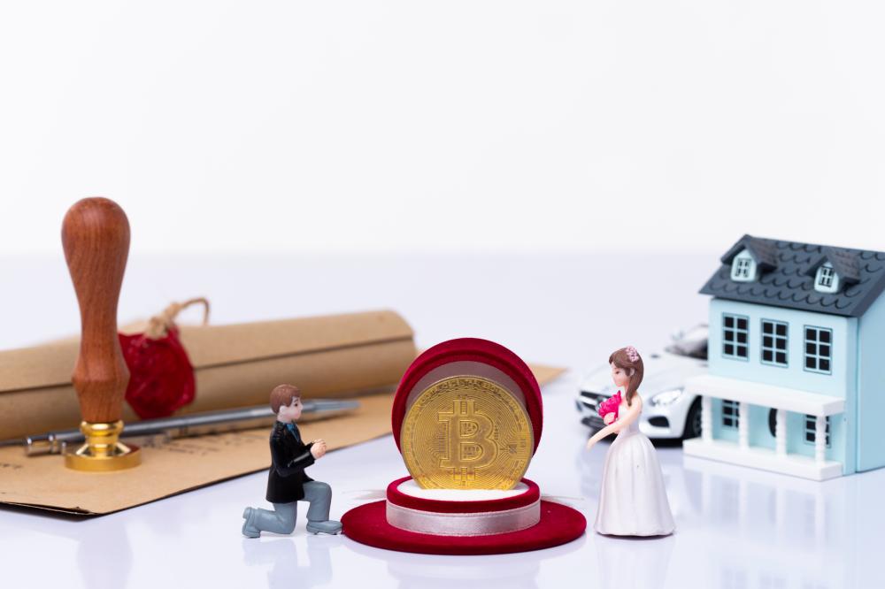 Wedding Bitcoin concept reflecting non-UK residents' opportunity for Stamp Duty Refund
